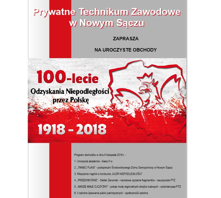 Zaproszenie Na Uroczyste Obchody 100 Lecia Odzyskania Niepodległości